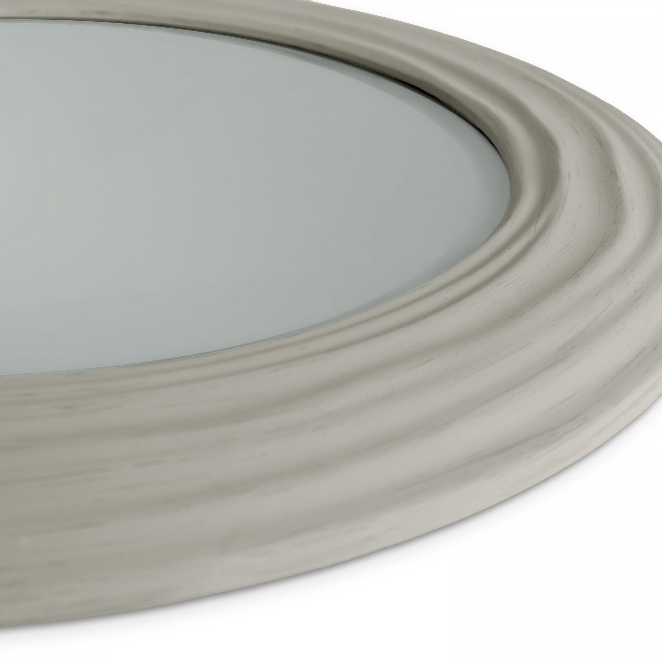 Boho Light Grey Round Wall Mirror